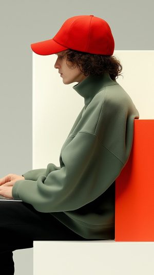 Person on Geometric Structure with Laptop Person on Geometric Structure with Laptop